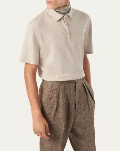 Loro Piana Men's Tremezzo Sea Island Cotton Polo Shirt | Thumbnail 8 Loro Piana Men's Tremezzo Sea Island Cotton Polo Shirt | Thumbnail 8