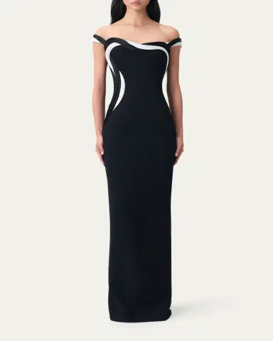 Gaurav Gupta Orbital Interplay Off-Shoulder Column Gown | Thumbnail 2
