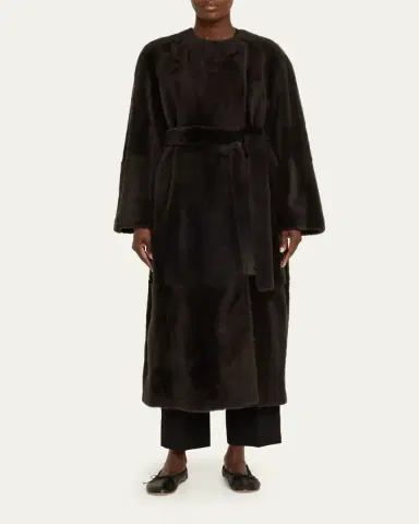 THE ROW Madelina Belted Lamb Shearling Long Coat | Thumbnail 2 THE ROW Madelina Belted Lamb Shearling Long Coat | Thumbnail 2