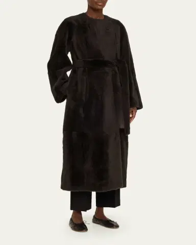 THE ROW Madelina Belted Lamb Shearling Long Coat | Thumbnail 4 THE ROW Madelina Belted Lamb Shearling Long Coat | Thumbnail 4