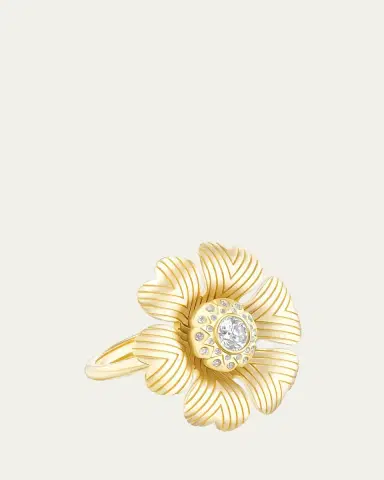 Harwell Godfrey 18K Yellow Gold Camellia Ring with Diamonds | Thumbnail 2 Harwell Godfrey 18K Yellow Gold Camellia Ring with Diamonds | Thumbnail 2