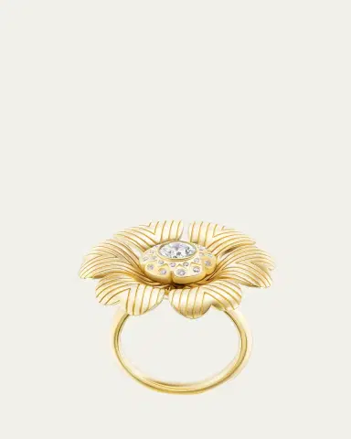 Harwell Godfrey 18K Yellow Gold Camellia Ring with Diamonds | Thumbnail 3 Harwell Godfrey 18K Yellow Gold Camellia Ring with Diamonds | Thumbnail 3