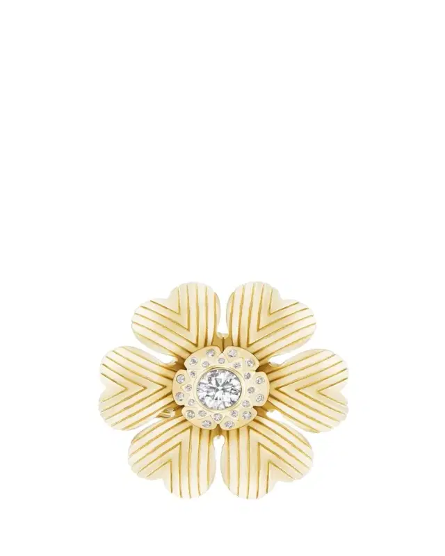 Harwell Godfrey 18K Yellow Gold Camellia Ring with Diamonds