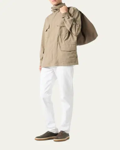 Loro Piana Men's Traveller Storm System Microfiber Field Jacket with Hood | Thumbnail 2 Loro Piana Men's Traveller Storm System Microfiber Field Jacket with Hood | Thumbnail 2