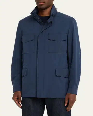 Loro Piana Men's Traveller Storm System Microfiber Field Jacket with Hood | Thumbnail 8 Loro Piana Men's Traveller Storm System Microfiber Field Jacket with Hood | Thumbnail 8