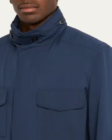 Loro Piana Men's Traveller Storm System Microfiber Field Jacket with Hood | Thumbnail 9 Loro Piana Men's Traveller Storm System Microfiber Field Jacket with Hood | Thumbnail 9