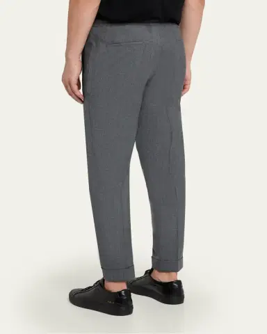 KNT Men's Wool Sharkskin Stretch Pleated Trousers | Thumbnail 3