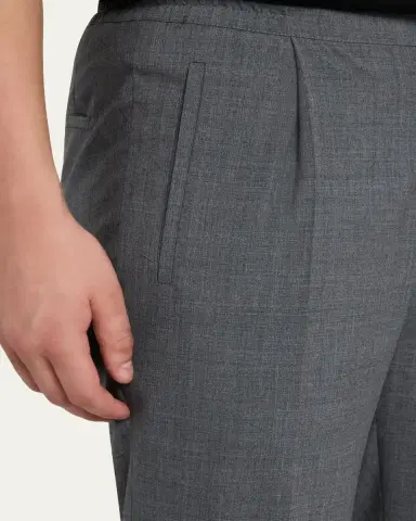 KNT Men's Wool Sharkskin Stretch Pleated Trousers | Thumbnail 5