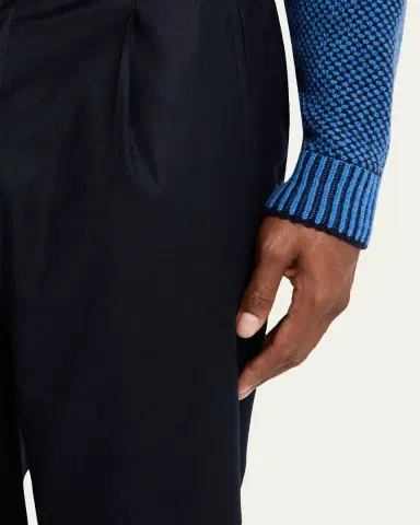 KNT Men's Wool Stretch Pleated Drawstring Trousers | Thumbnail 5 KNT Men's Wool Stretch Pleated Drawstring Trousers | Thumbnail 5