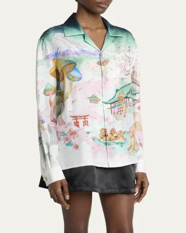CASABLANCA Flowers Silk Twill Button-Down Shirt | Thumbnail 4