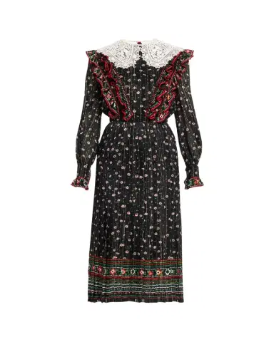 Valentino Garavani Metallic Floral-Print Silk Midi Dress | Thumbnail 1 Valentino Garavani Metallic Floral-Print Silk Midi Dress | Thumbnail 1