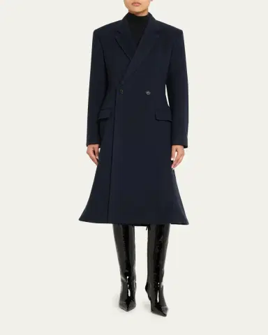 Balenciaga Double-Breasted Godet Midi Overcoat | Thumbnail 2 Balenciaga Double-Breasted Godet Midi Overcoat | Thumbnail 2