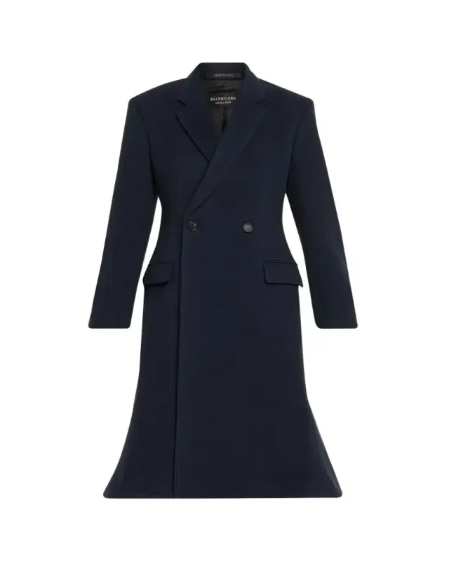 Double-Breasted Godet Midi Overcoat