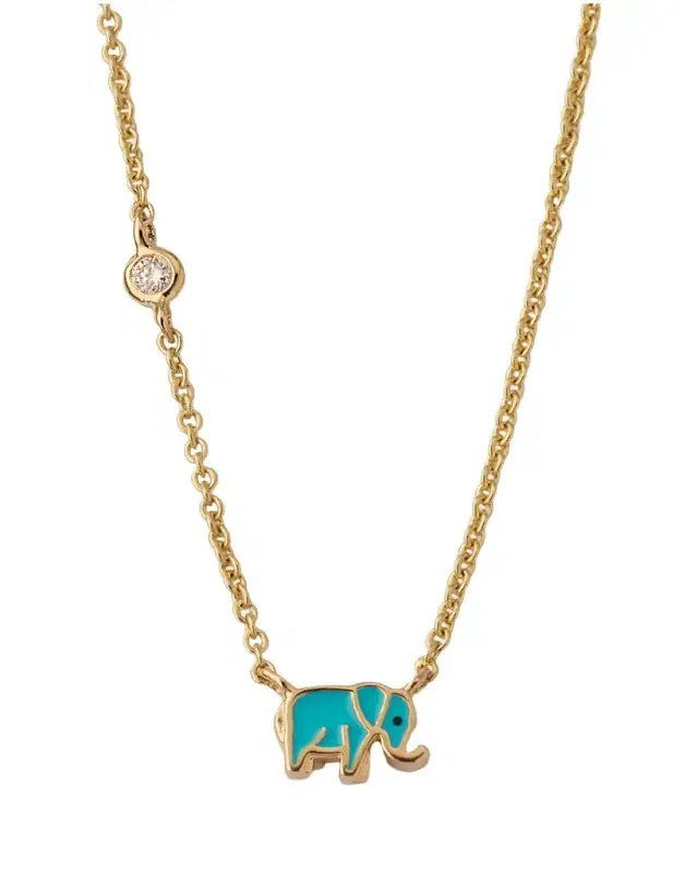 Sydney Evan Mini Enamel Elephant Pendant Necklace