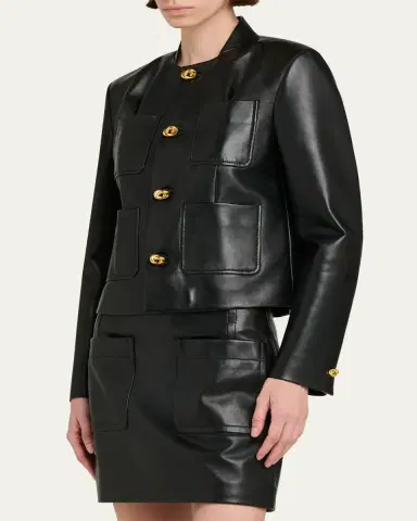 Bottega Veneta Leather Single-Breasted Jacket | Thumbnail 4 Bottega Veneta Leather Single-Breasted Jacket | Thumbnail 4