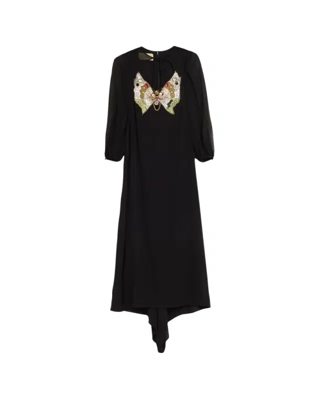 Embroidered Silk Georgette Long Dress