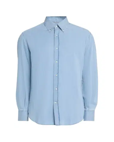 Brunello Cucinelli Men's Cotton Denim Button-Down Shirt | Thumbnail 1 Brunello Cucinelli Men's Cotton Denim Button-Down Shirt | Thumbnail 1