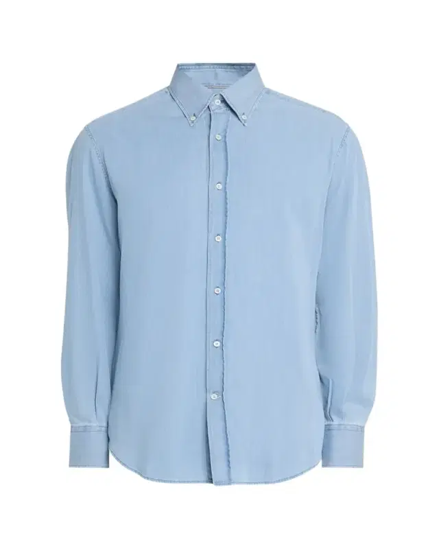 Men's Cotton Denim Button-Down Shirt
