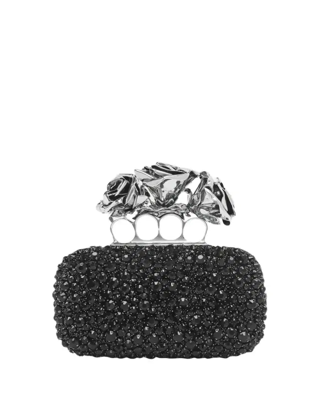Rose Sculptural Crystal-Encrusted Clutch Bag