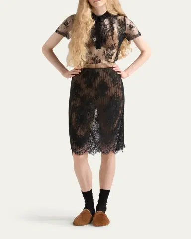 Prada Pizzo Lace Sheer Skirt | Thumbnail 2 Prada Pizzo Lace Sheer Skirt | Thumbnail 2