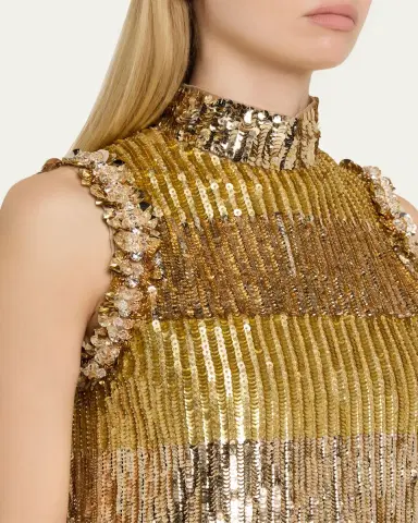 Valentino Garavani Sequin Embroidered Tulle Sleeveless Midi Dress | Thumbnail 5 Valentino Garavani Sequin Embroidered Tulle Sleeveless Midi Dress | Thumbnail 5