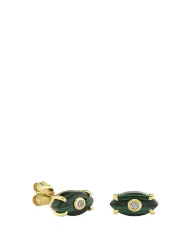 Sydney Evan 14K Carved Malachite and Diamond Evil Eye Earrings | Thumbnail 1 Sydney Evan 14K Carved Malachite and Diamond Evil Eye Earrings | Thumbnail 1