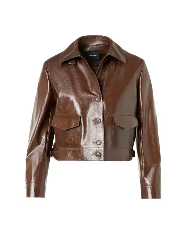 Akris Peer Lacquered Leather Bomber Jacket