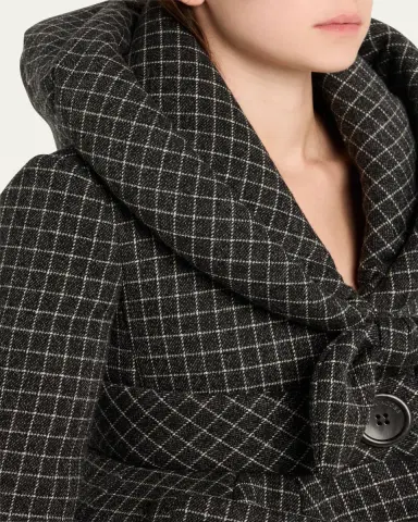 Marc Jacobs Runway Check Wool Padded Crop Hooded Jacket | Thumbnail 5 Marc Jacobs Runway Check Wool Padded Crop Hooded Jacket | Thumbnail 5