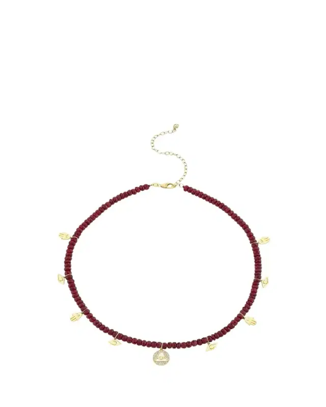 Sydney Evan 14K Diamond Icon Charms on Rondelle Necklace