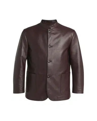 Kiton Men's Stand-Collar Leather Jacket | Thumbnail 1