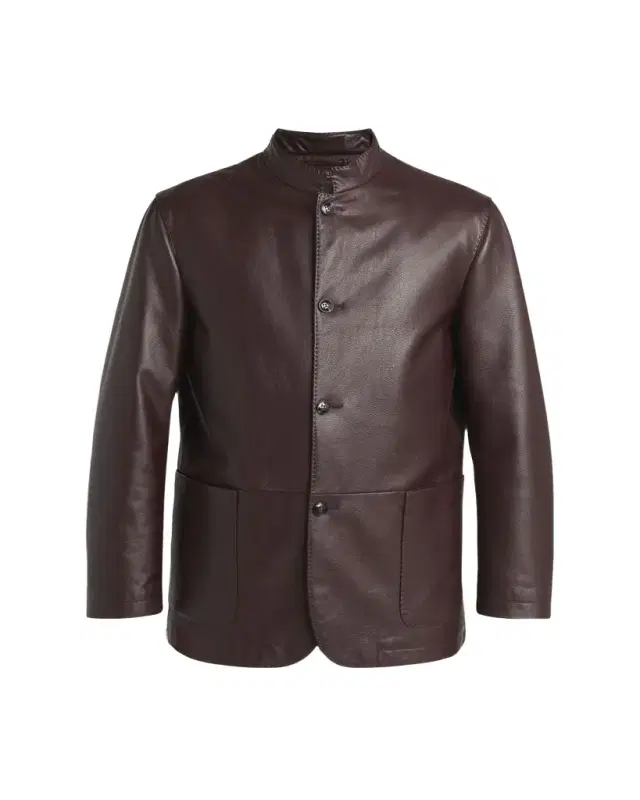 Kiton Men's Stand-Collar Leather Jacket