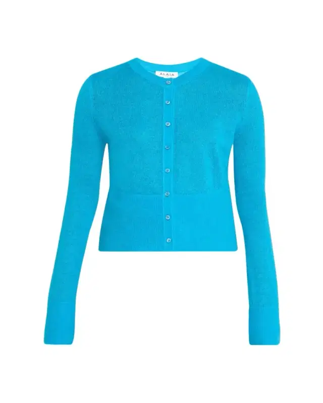 Mohair-Blend Crewneck Cardigan