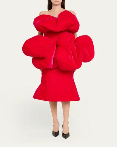Marc Jacobs Runway Strapless Padded Bubble Velvet Midi Dress | Thumbnail 2 Marc Jacobs Runway Strapless Padded Bubble Velvet Midi Dress | Thumbnail 2