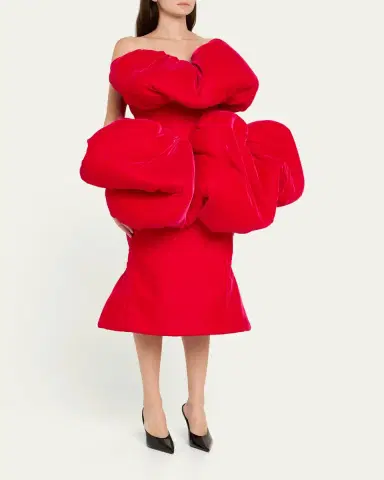 Marc Jacobs Runway Strapless Padded Bubble Velvet Midi Dress | Thumbnail 4 Marc Jacobs Runway Strapless Padded Bubble Velvet Midi Dress | Thumbnail 4