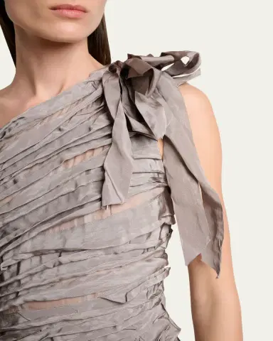 Lanvin One-Shoulder Tiered Ribbon Midi Dress | Thumbnail 5 Lanvin One-Shoulder Tiered Ribbon Midi Dress | Thumbnail 5