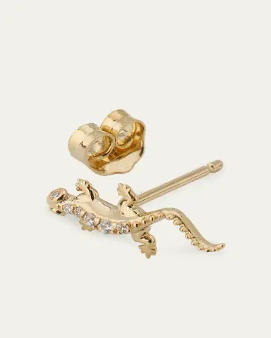 Sydney Evan 14K Yellow Gold Diamond Lizard Stud Earring, Single (Right) | Thumbnail 4