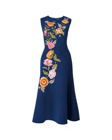 Carolina Herrera Floral Embroidered Sleeveless Midi Dress | Thumbnail 1
