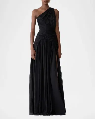 Carolina Herrera Gathered Silk One-Shoulder Slit Gown | Thumbnail 5 Carolina Herrera Gathered Silk One-Shoulder Slit Gown | Thumbnail 5