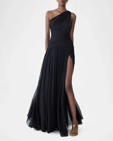 Carolina Herrera Gathered Silk One-Shoulder Slit Gown | Thumbnail 7 Carolina Herrera Gathered Silk One-Shoulder Slit Gown | Thumbnail 7