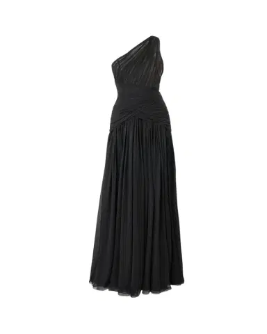Carolina Herrera Gathered Silk One-Shoulder Slit Gown | Thumbnail 1 Carolina Herrera Gathered Silk One-Shoulder Slit Gown | Thumbnail 1