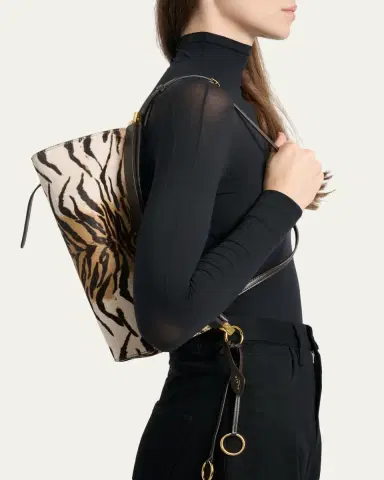 ALAÏA Le Click Tiger-Print Calf Hair East-West Shoulder Bag | Thumbnail 2 ALAÏA Le Click Tiger-Print Calf Hair East-West Shoulder Bag | Thumbnail 2