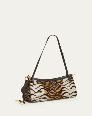 ALAÏA Le Click Tiger-Print Calf Hair East-West Shoulder Bag | Thumbnail 3 ALAÏA Le Click Tiger-Print Calf Hair East-West Shoulder Bag | Thumbnail 3