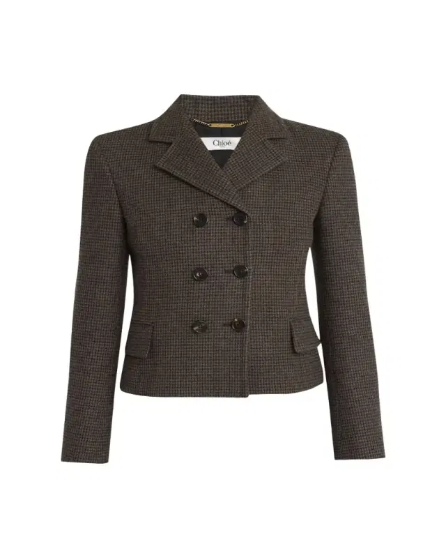Chloe Houndstooth Wool Top Coat