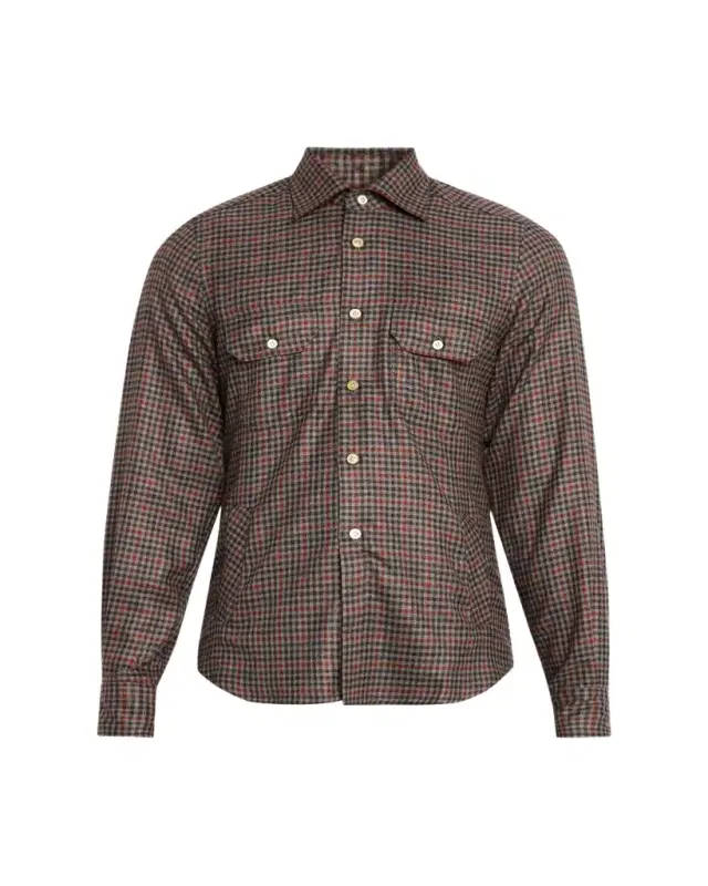Men's Cotton Check Double-Pocket Button-Down Shirt