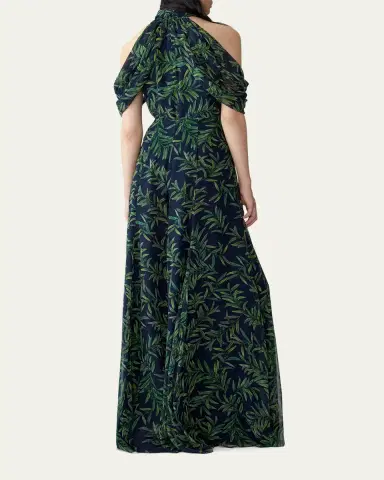 Carolina Herrera Iris Olive-Printed Wide-Leg Silk Chiffon Pants | Thumbnail 3 Carolina Herrera Iris Olive-Printed Wide-Leg Silk Chiffon Pants | Thumbnail 3
