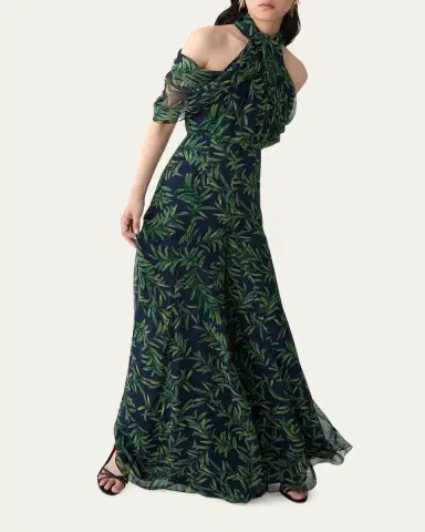Carolina Herrera Iris Olive-Printed Wide-Leg Silk Chiffon Pants | Thumbnail 4 Carolina Herrera Iris Olive-Printed Wide-Leg Silk Chiffon Pants | Thumbnail 4