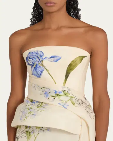 MONIQUE LHUILLIER Iris Gazar Silk Strapless Peplum Drape Ankle Gown | Thumbnail 5 MONIQUE LHUILLIER Iris Gazar Silk Strapless Peplum Drape Ankle Gown | Thumbnail 5