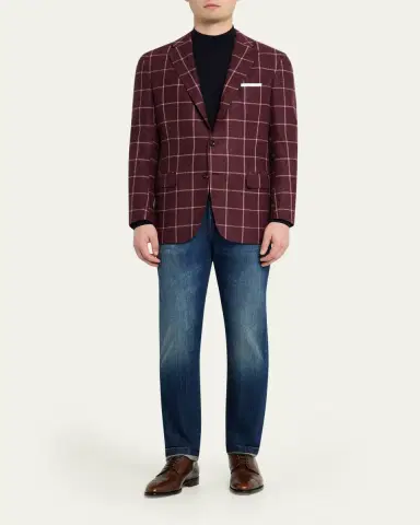 Kiton Men's Cashmere Check Sport Coat | Thumbnail 2 Kiton Men's Cashmere Check Sport Coat | Thumbnail 2