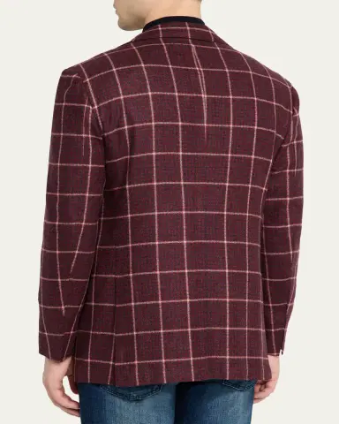 Kiton Men's Cashmere Check Sport Coat | Thumbnail 3 Kiton Men's Cashmere Check Sport Coat | Thumbnail 3
