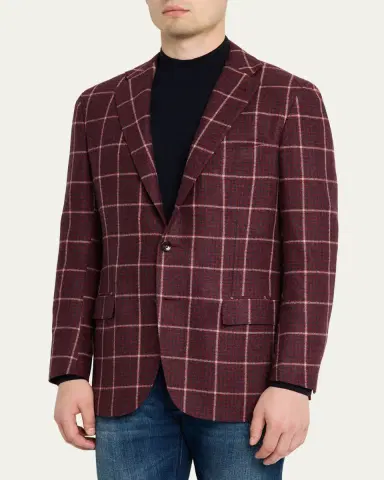 Kiton Men's Cashmere Check Sport Coat | Thumbnail 4 Kiton Men's Cashmere Check Sport Coat | Thumbnail 4